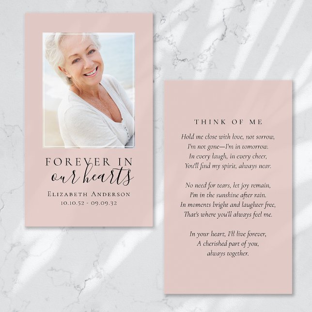 Forever in Our Hearts Photo Funeral Prayer Card (Créateur téléchargé)