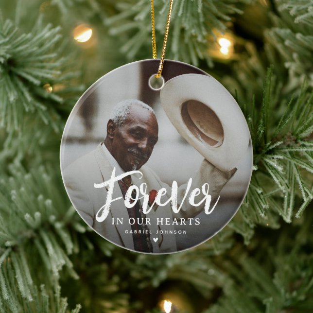 Forever in our Hearts Photo Keepsake Christmas Keramik Ornament (Baum)