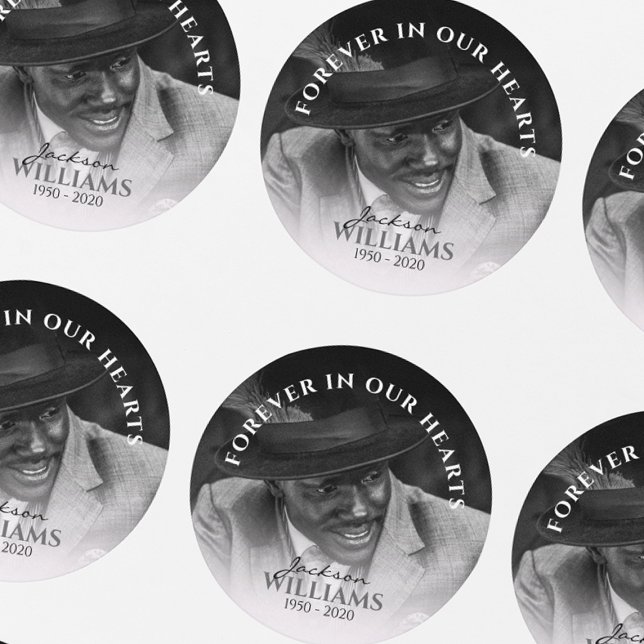 Forever In Our Hearts | Photo Memorial Funeral Runder Aufkleber (Von Creator hochgeladen)