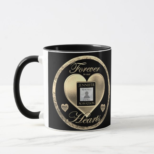 Forever in Our Hearts Photo Memorial Mug (Gauche)