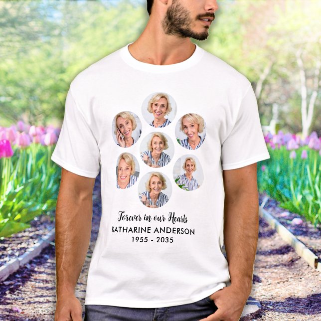 Forever in unserem Hearts 7 Foto Collage Memorial T-Shirt (Von Creator hochgeladen)