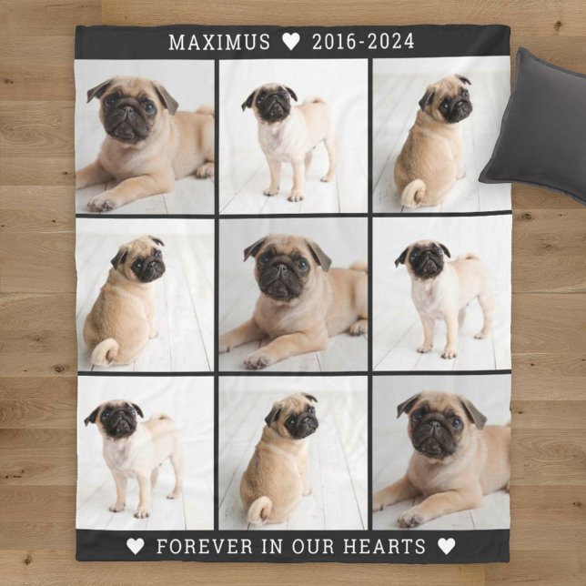 Forever in unserem Hearts Dog Foto Collage Memoria Fleecedecke (Von Creator hochgeladen)