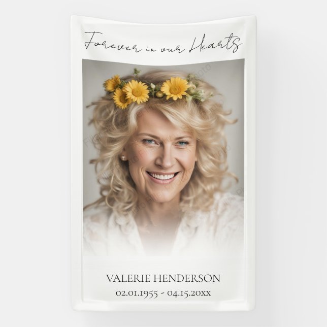 Forever in unserem Hearts Memorial Foto Banner (Vertikal)