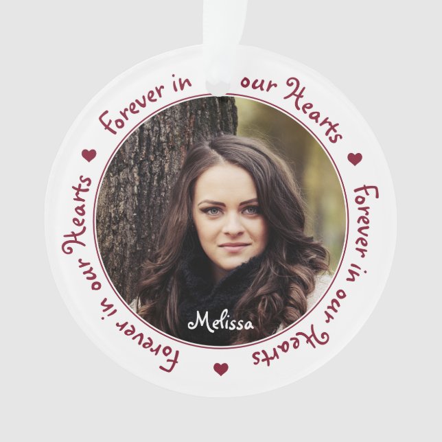 Forever in unserem Hearts Personalisiert Foto Memo Ornament (Vorderseite)