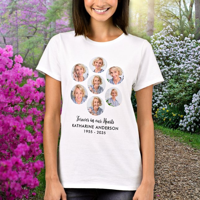 Forever in unserem Herz Custom 7 Foto Memorial T-Shirt (Von Creator hochgeladen)