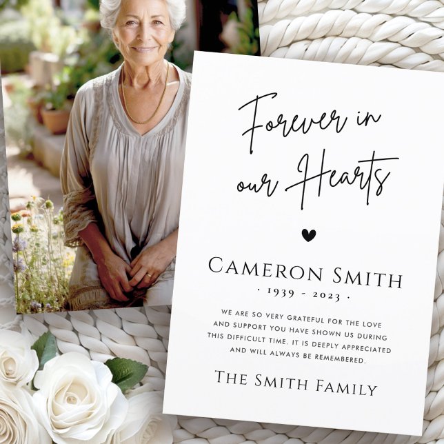 Forever in unseren Herzen Foto Beileid vielen Dank Dankeskarte (Forever in our hearts photo sympathy thank you)