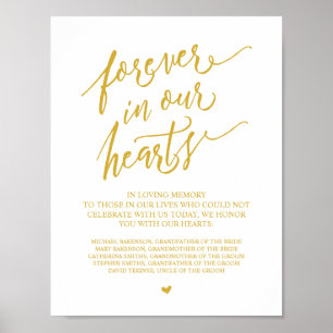 Forever in unseren Herzen Gedenkstätte in Gold Pos Poster