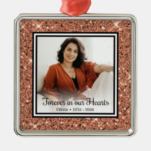 Forever in unserer Hearts Memorial Rose Gold Glitz Ornament Aus Metall