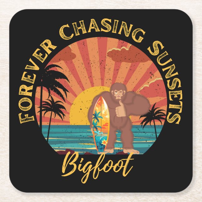 Forever Jagd Sonnenuntergänge Bigfoot Surfen Schwa Rechteckiger Pappuntersetzer (Vorderseite)