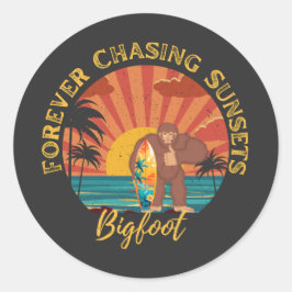 Forever Jagd Sonnenuntergänge Bigfoot Surfen Schwa Runder Aufkleber