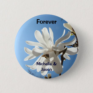 Forever Knöpfe Blue Sky Magnolias Bride Groom Button