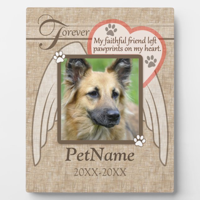 Forever Love Angel Wings Pet Beileid Custom Fotoplatte (Vorderseite)