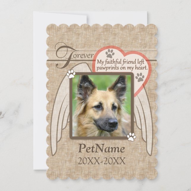 Forever Love Angel Wings Pet Beileid Custom Karte (Vorderseite)