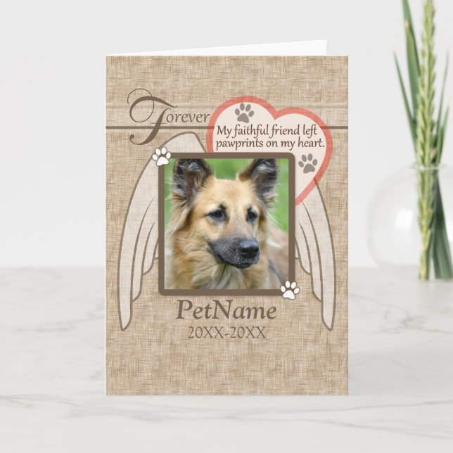 Forever Love Angel Wings Pet Beileid Custom Karte (Vorderseite)