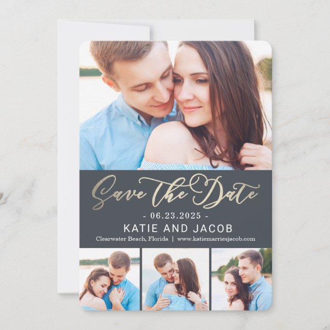 Forever Love Collage Wedding Enregistrer La Carte  (Devant)