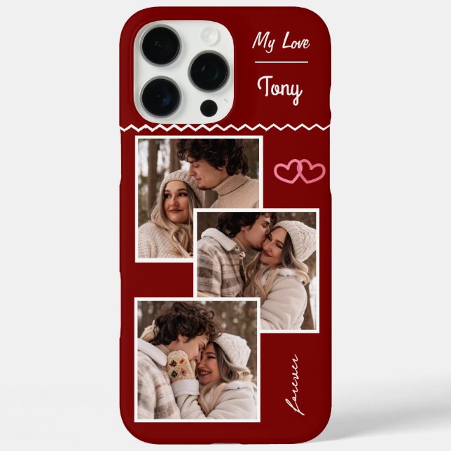 Forever Love: Custom 3-Foto Collage iPhone 16 Pro Max Hülle (Rückseite)