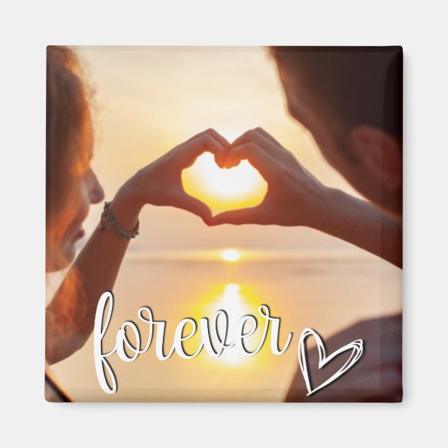 Forever Love Custom Paares Foto Magnet (Vorne)