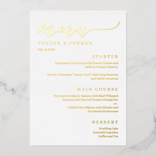 Forever Love FOIL Modern Wedding Menu Card Folieneinladung (Vorderseite)