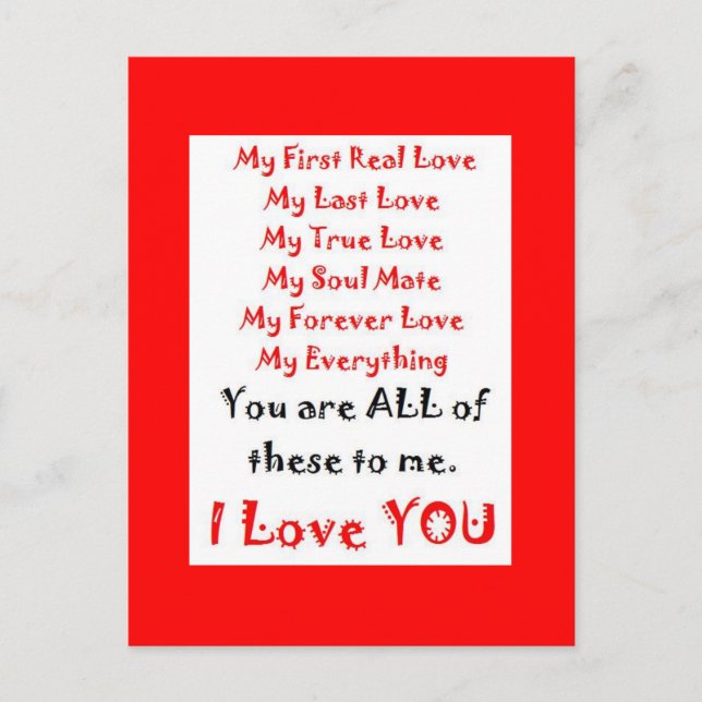 Forever Love Gedicht Postkarte (Vorderseite)