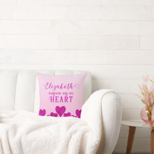 Forever Love Heart Pink Dark Red Lila Couple's Kissen