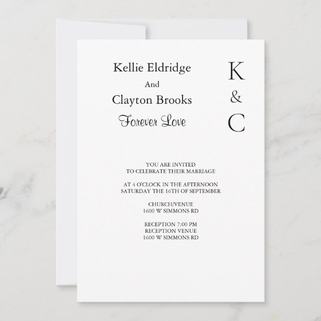Forever Love Hochzeit Einladung (Vorderseite)