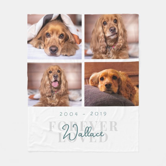 Forever Love Hund Memorial Foto Collage White Fleecedecke (Vorderseite)