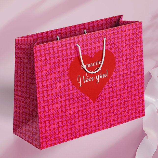Forever Love I Love You Text Valentine Gift Bag Große Geschenktüte (Forever Love I Love You Text Valentine Gift Bag)