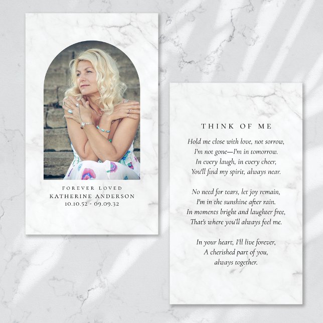 Forever Love Minimalistisch Marble Memorial Card (Von Creator hochgeladen)