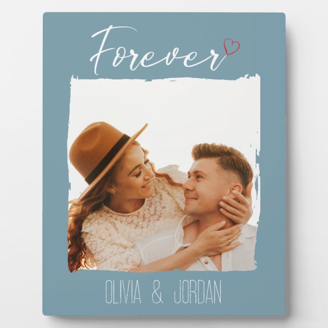 'Forever Love' | Name | Loveheart | Foto Plaque Fotoplatte (Vorderseite)