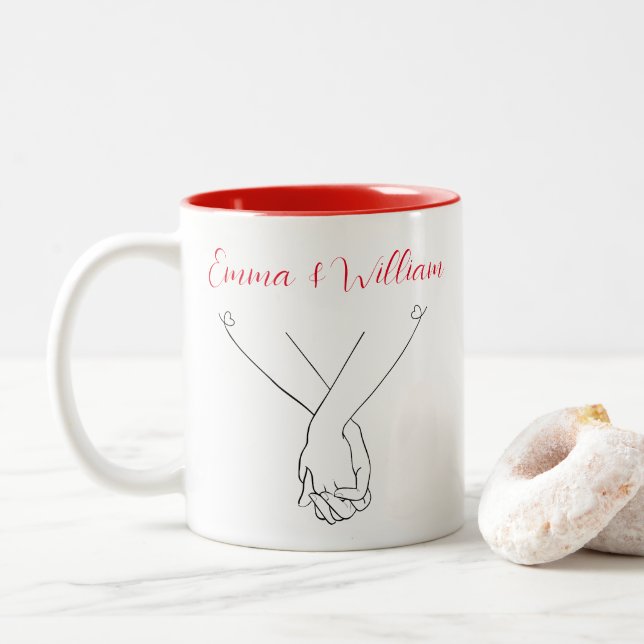 Forever Love Quote Couding Hände Kaffee Tasse (Mit Donut)
