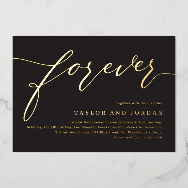 Forever Love Real Foil Faire-part de mariage Inv (Recto)