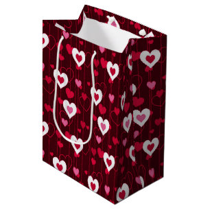 Forever Love Red Hearts Mittlere Geschenktüte