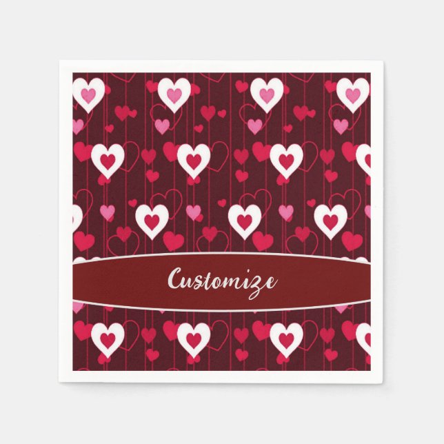 Forever Love Red Hearts Serviette (Vorderseite)