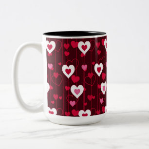 Forever Love Red Hearts Zweifarbige Tasse
