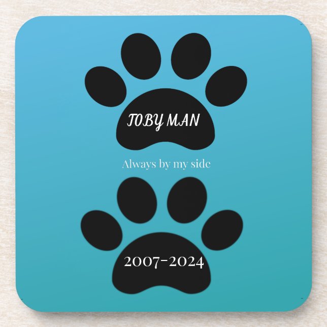 Forever Loved Double Paw Print Design Getränkeuntersetzer (Vorderseite)