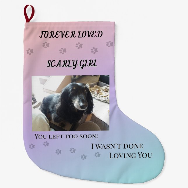 Forever Loved Holiday Pawprints Tribute Großer Weihnachtsstrumpf (Vorderseite)