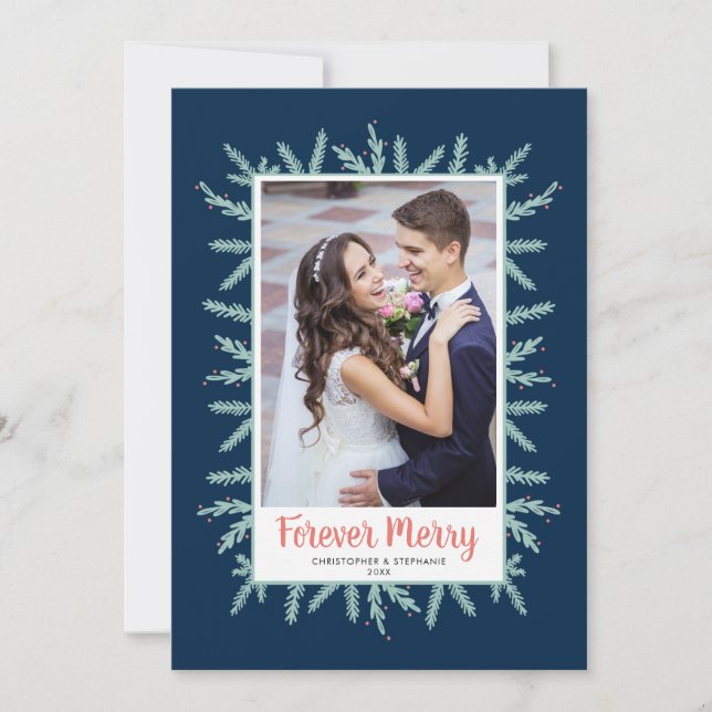 Forever Merry Newlyweds Foto Weihnachten (Vorderseite)