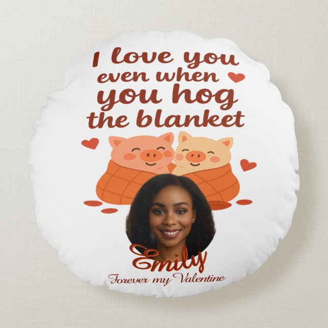 'Forever my Valentine' Personalized Round Pillow Rundes Kissen (Vorderseite)