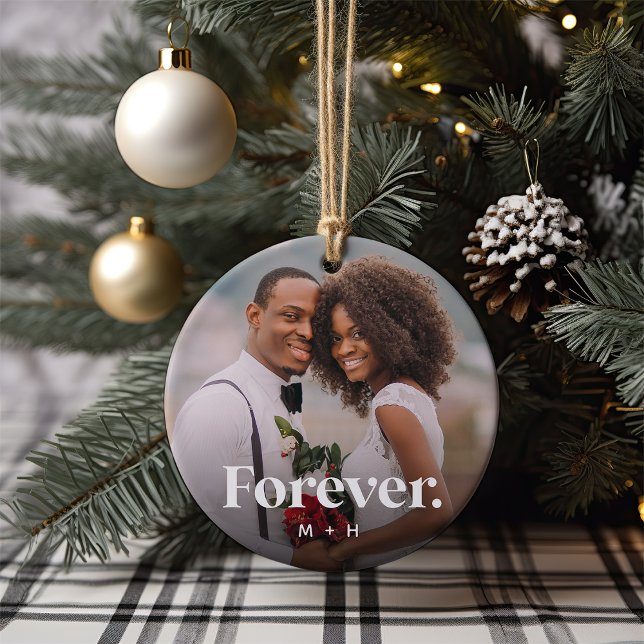 Forever Overlay Personalisierten Paare Foto Keramik Ornament (Von Creator hochgeladen)