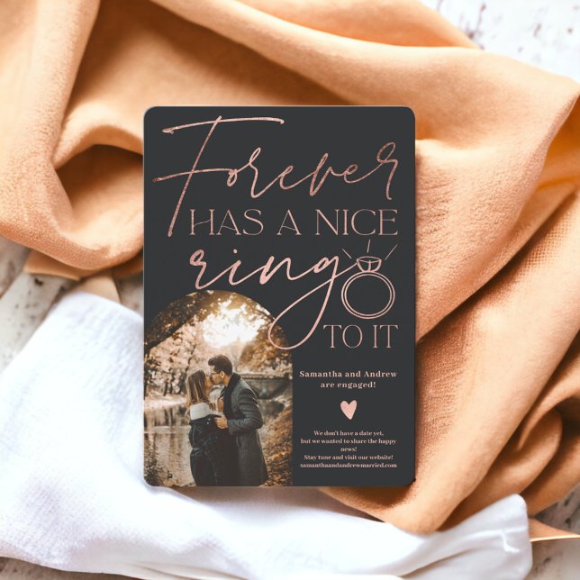 Forever Ring Foto Bogen Rose Gold Verlobung Ankündigung (Forever ring photo arch rose gold black engagement announcement)