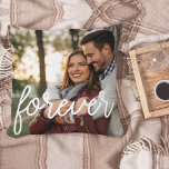 Forever Script Overlay Photo Kissen<br><div class="desc">Snuggle up with love! Add your favorite engagement,  wedding or everyday photo to this square throw pillow featuring "forever" in elegant,  modern white handwritten script along the bottom. Pillow reverses to a subtle gray and white dotted diamond pattern. Makes a unique gift for Valentine's Day or anniversaries!</div>