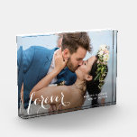FOREVER Script Wedding Fotoblock<br><div class="desc">Dieser charmante Foto-Block enthält die Wörter FOREVER in einem schönen weißen Skript und alle anderen Informationen, die Sie gewollt haben. Erstellen Sie einen Sake, um als Geschenke oder für sich selbst zu geben.</div>