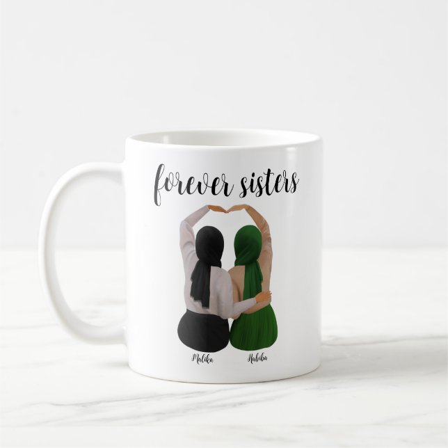 Forever Sisters Personalisiert Hijabi-Geschenk Kaffeetasse (Links)