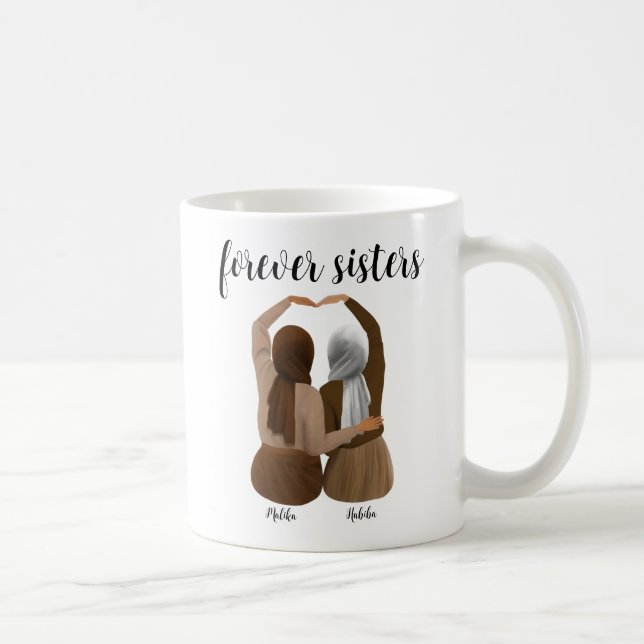 Forever Sisters Personalisiert Hijabi-Geschenk Kaffeetasse (Rechts)