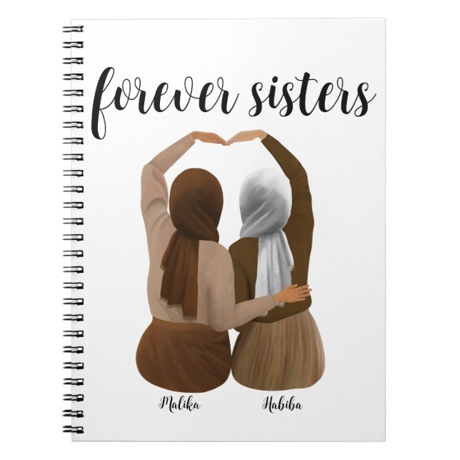 Forever Sisters Personalisiert Hijabi-Geschenk Notizblock (Vorderseite)