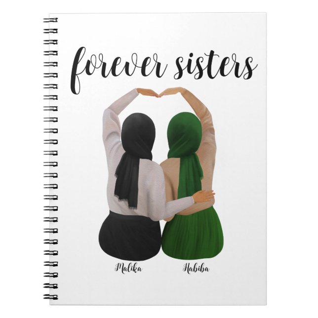 Forever Sisters Personalisiert Hijabi-Geschenk Notizblock (Vorderseite)