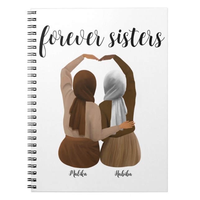Forever Sisters Personalisiert Hijabi-Geschenk Notizblock (Vorderseite)