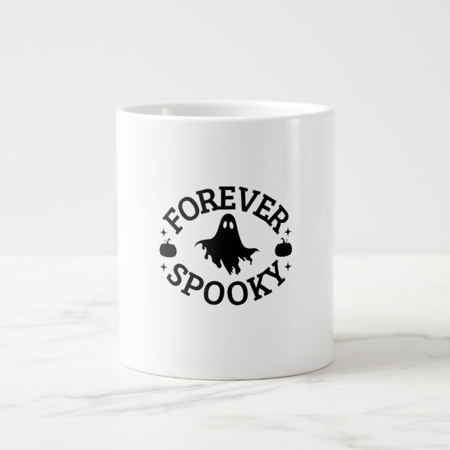 Forever Spooky Cute Ghost & Pumpkins Mug Jumbo-Tasse (Vorderseite)