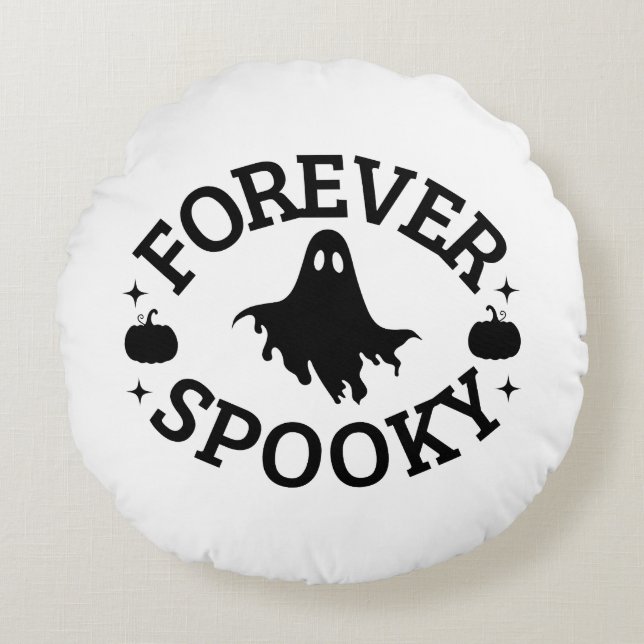 Forever Spooky Halloween Throw Pillow Rundes Kissen (Vorderseite)
