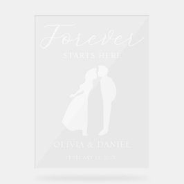 Forever Starts Here Elegant Script Wedding Welcome Acrylschild